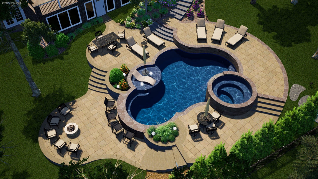 I will design landscape, terrace, backyard, pool, and patio