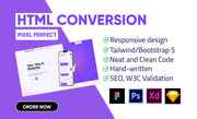 I will convert figma to html css xd to html psd to html tailwind css landing page (1 page)