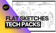 I will create tech pack and flat sketches for fashion design