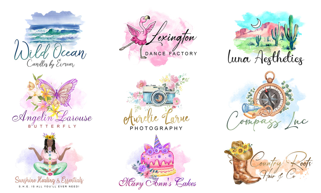 I will do unique Watercolor signature feminine boho logo design