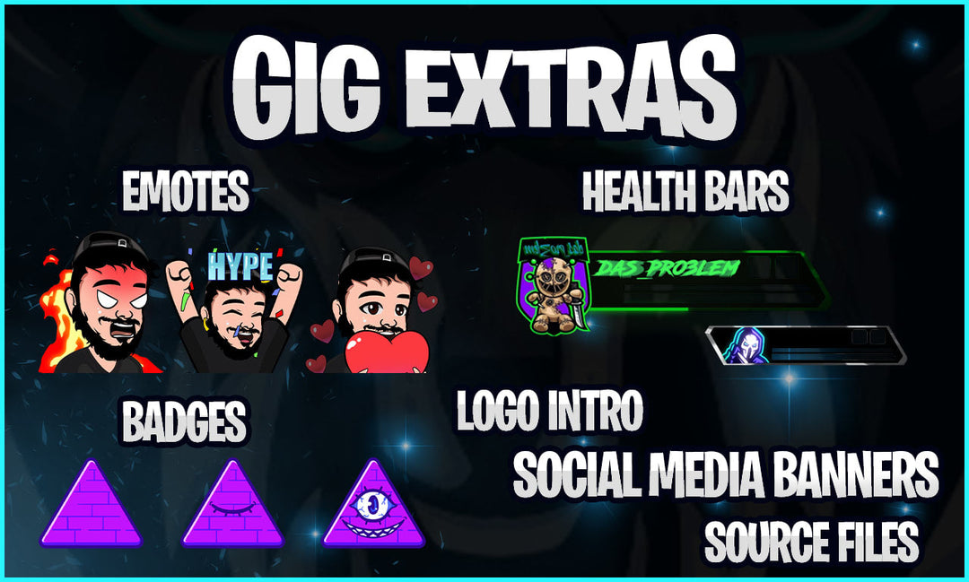 I will design twitch animated overlay, stream logo twitch stream package screens emotes