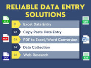 You will get Reliable Data Entry Solutions | Excel Data Entry, Cleaning & Formatting